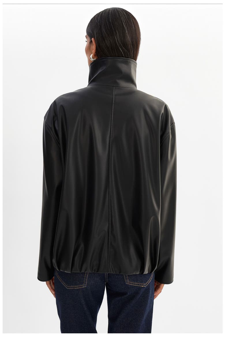 DENITA | Faux Leather Oversized Bomber Jacket, Alternate, color, Black