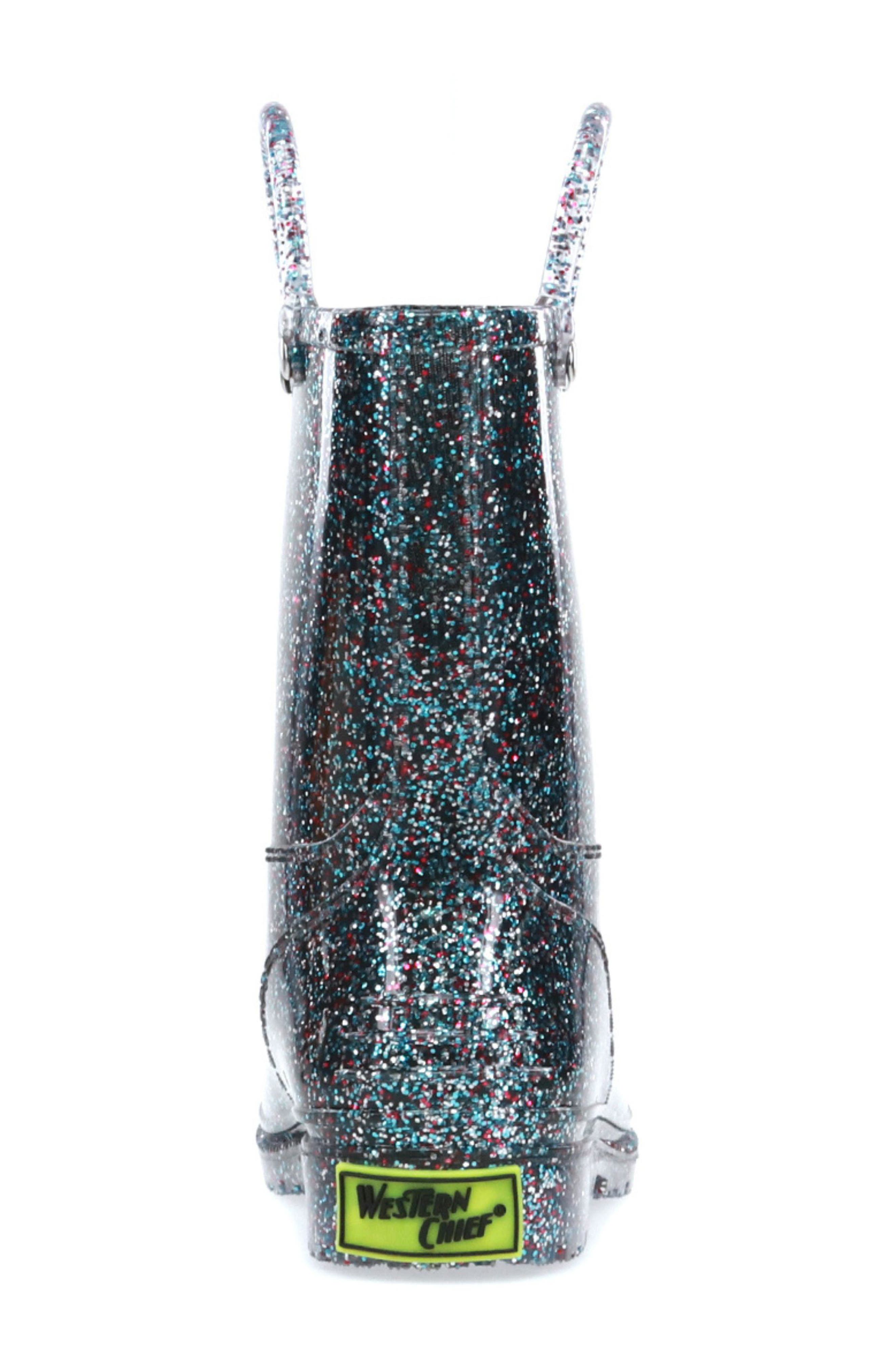 Western Chief Glitter Rain Boot, Alternate, color, Blue Multi