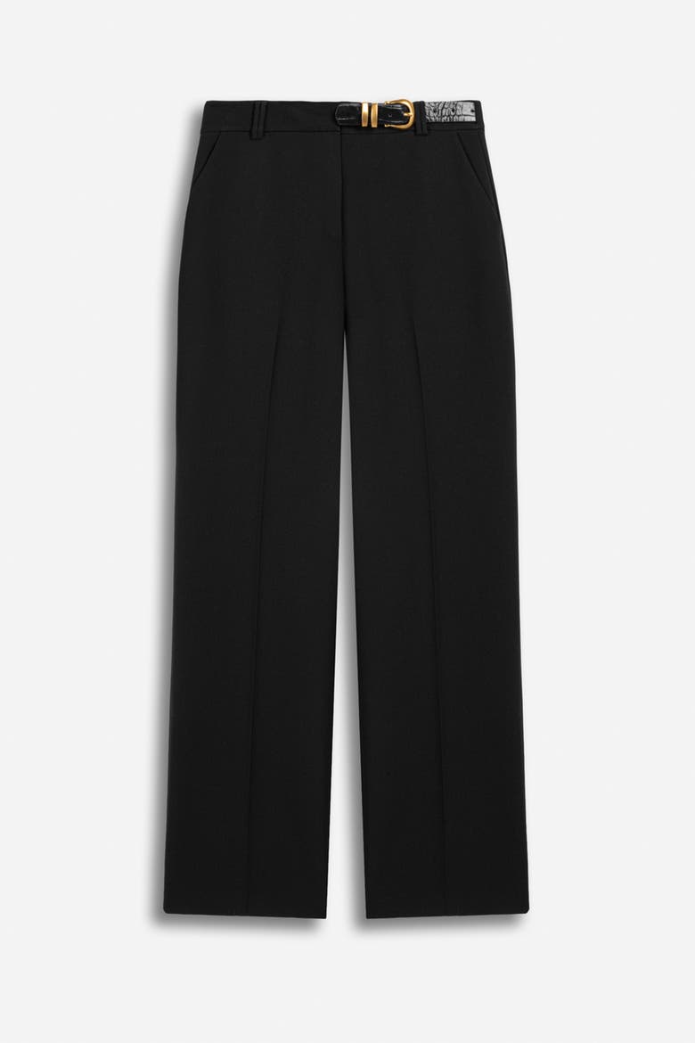 Belted Straight Leg Trousers, Alternate, color, Black