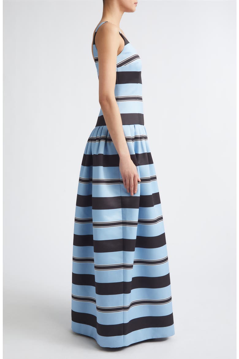 Tristesse Stripe Taffeta Faille Maxi Dress, Alternate, color, GRAPHIC STRIPE - BLUE BLACK