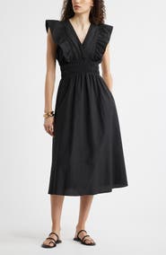 Nordstrom Flutter Sleeve Smocked Waist Midi Dress