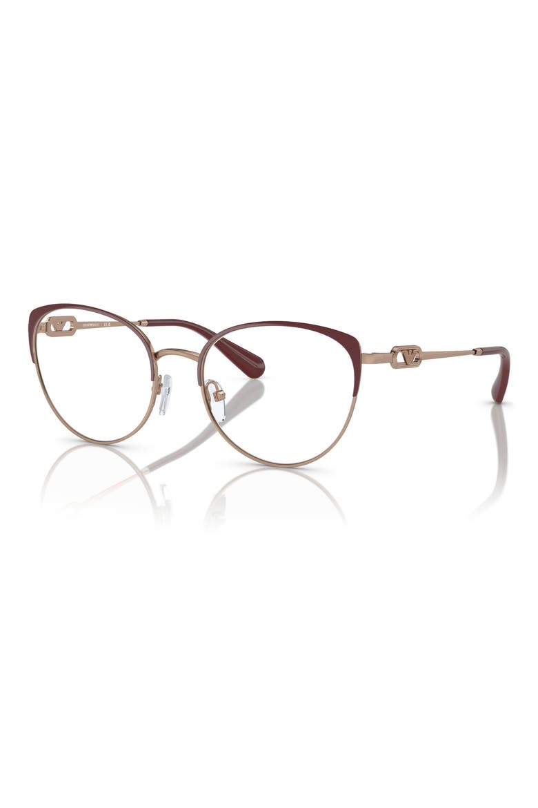 53mm Cat Eye Optical Glasses, Alternate, color, ROSE GOLD/ BORDEAUX/ DEMO LENS