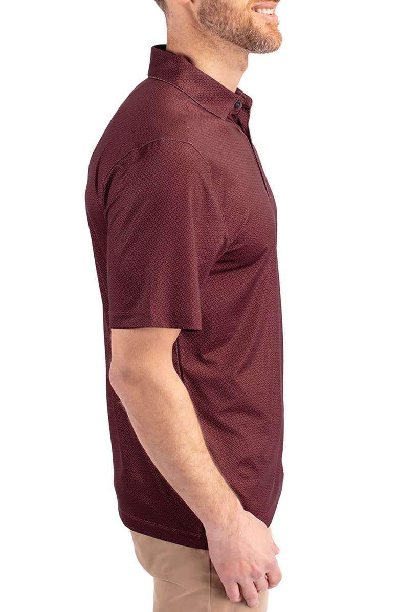 Cutter & Buck Geo Pattern Performance Recycled Polyester Blend Polo, Alternate, color, Bordeaux