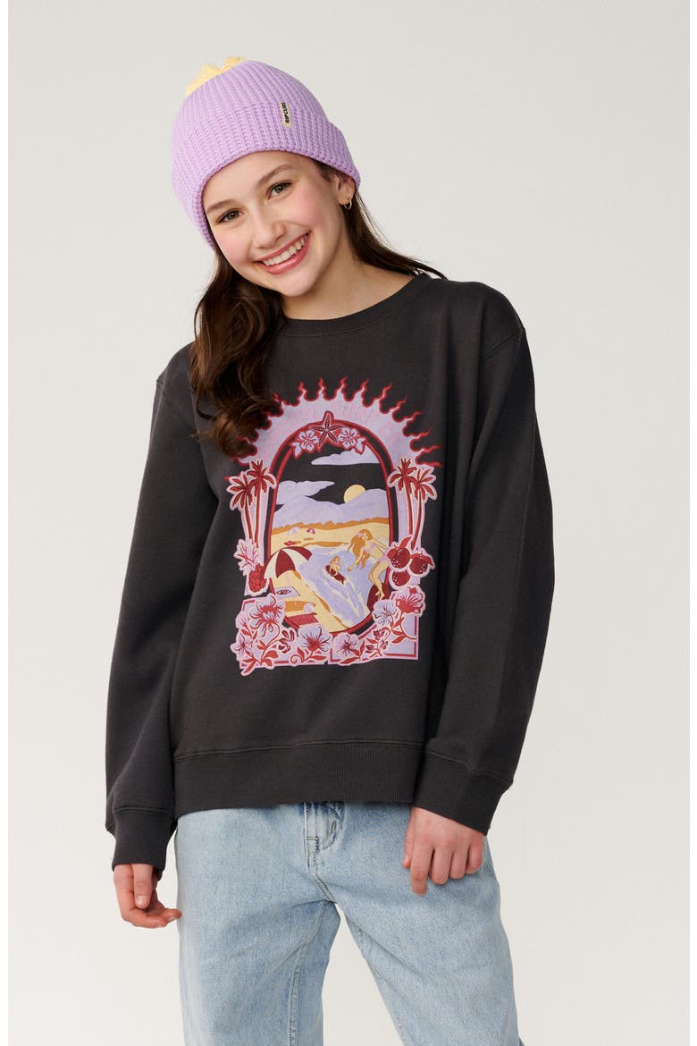Kids' Costa del Sol Graphic Sweatshirt, Main, color, WASHED BLACK