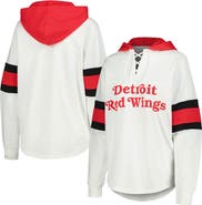 G-III 4HER BY CARL BANKS Women's G-III 4Her by Carl Banks White/Red Detroit Red Wings Goal Zone Long Sleeve Lace-Up Hoodie T-Shirt