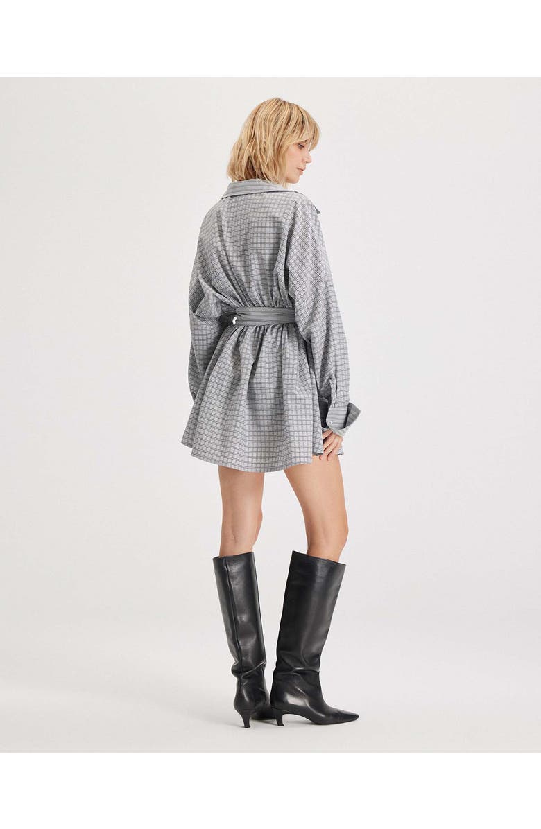 THEO The Label Echo Plaid Fit-and-Flare Mini Dress, Alternate, color, Black