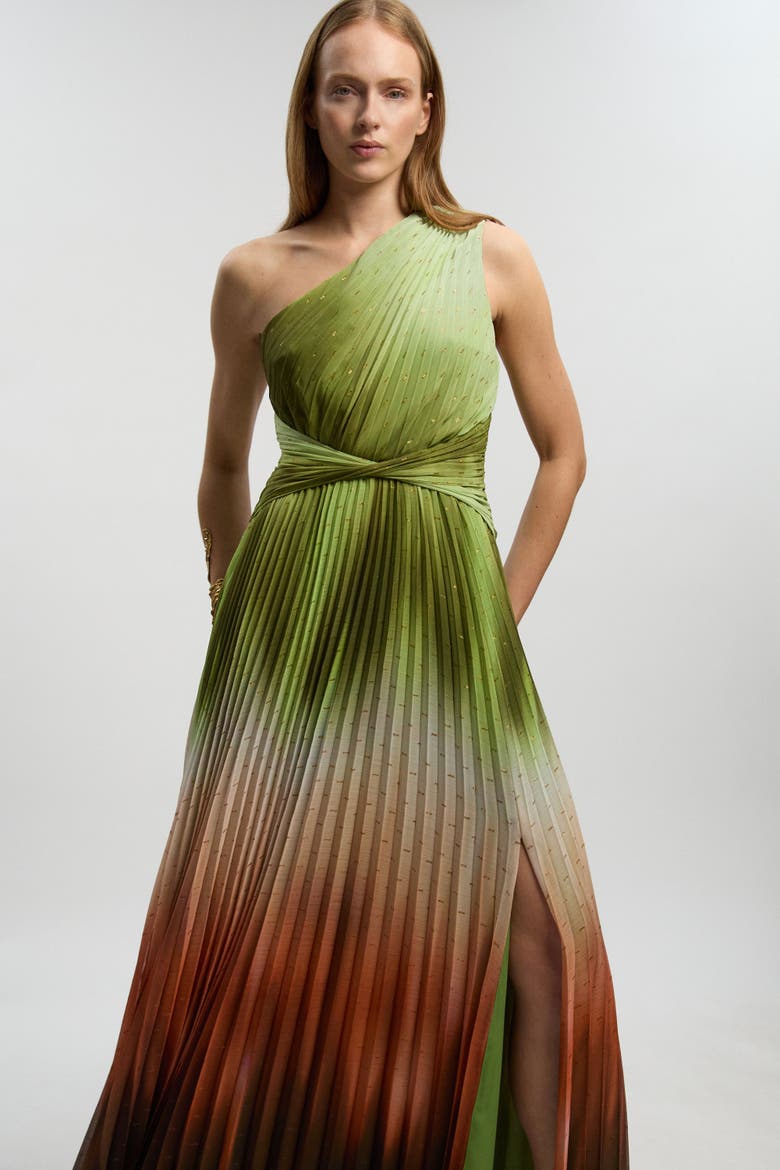 Ombre One Shoulder Maxi Dress, Alternate, color, Multi