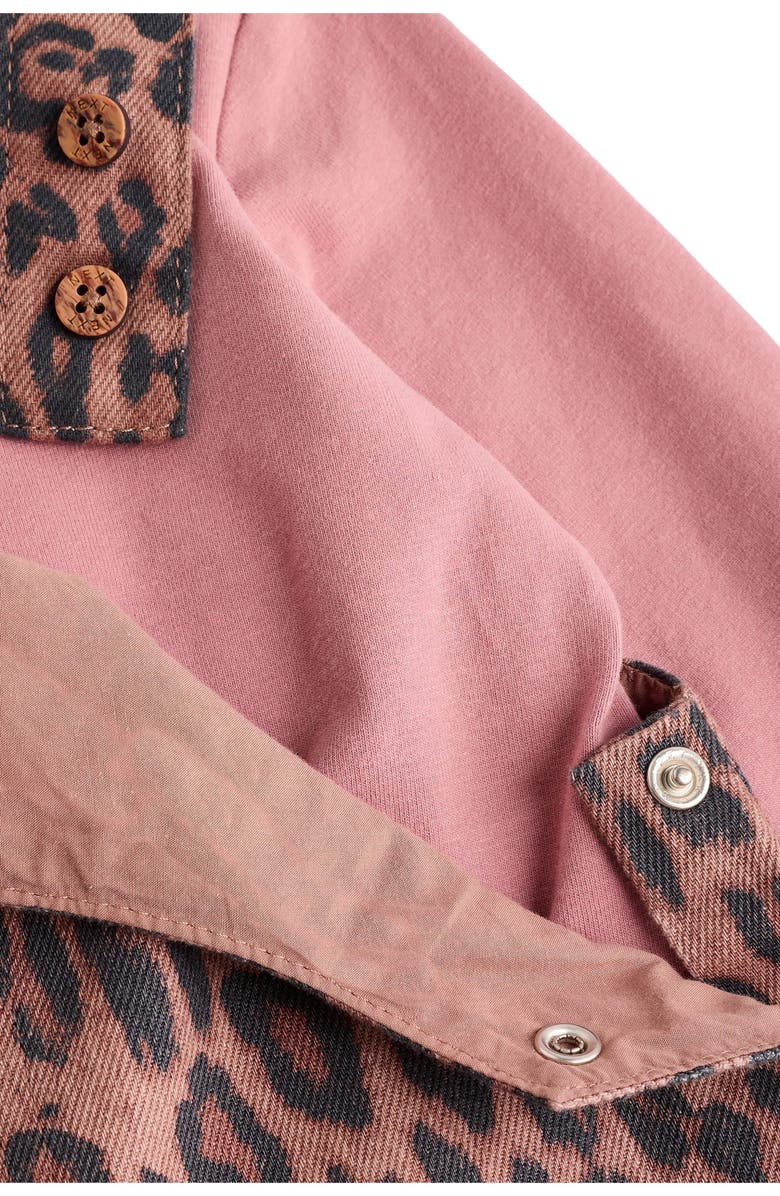 NEXT Long Sleeve Bodysuit & Leopard Print Overalls Set, Alternate, color, Brown