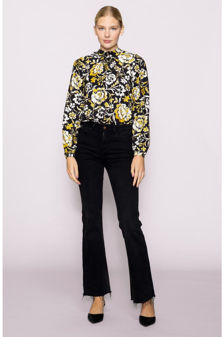 Floral Mock Neck Long Sleeve Top, Alternate, color, BLACK MULTI