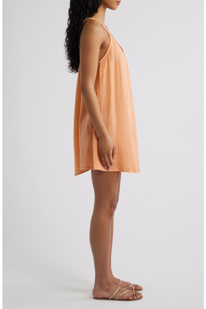 Premium Surf Cotton Gauze Minidress, Alternate, color, PAPAYA