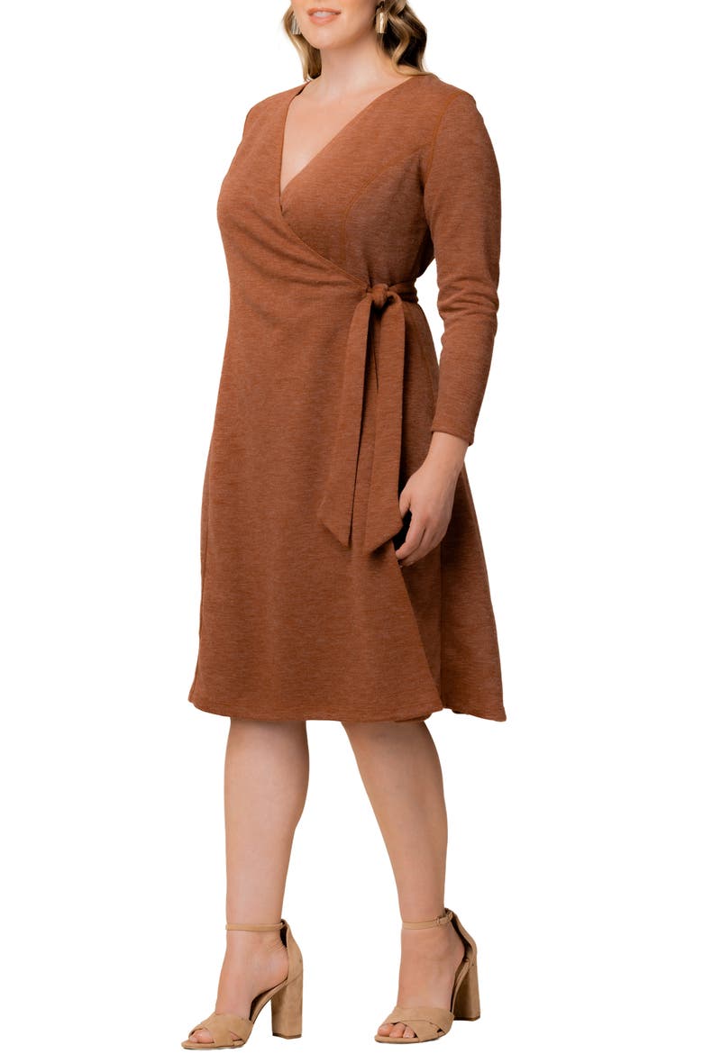 London Wrap Sweater Dress, Alternate, color, CINNAMON