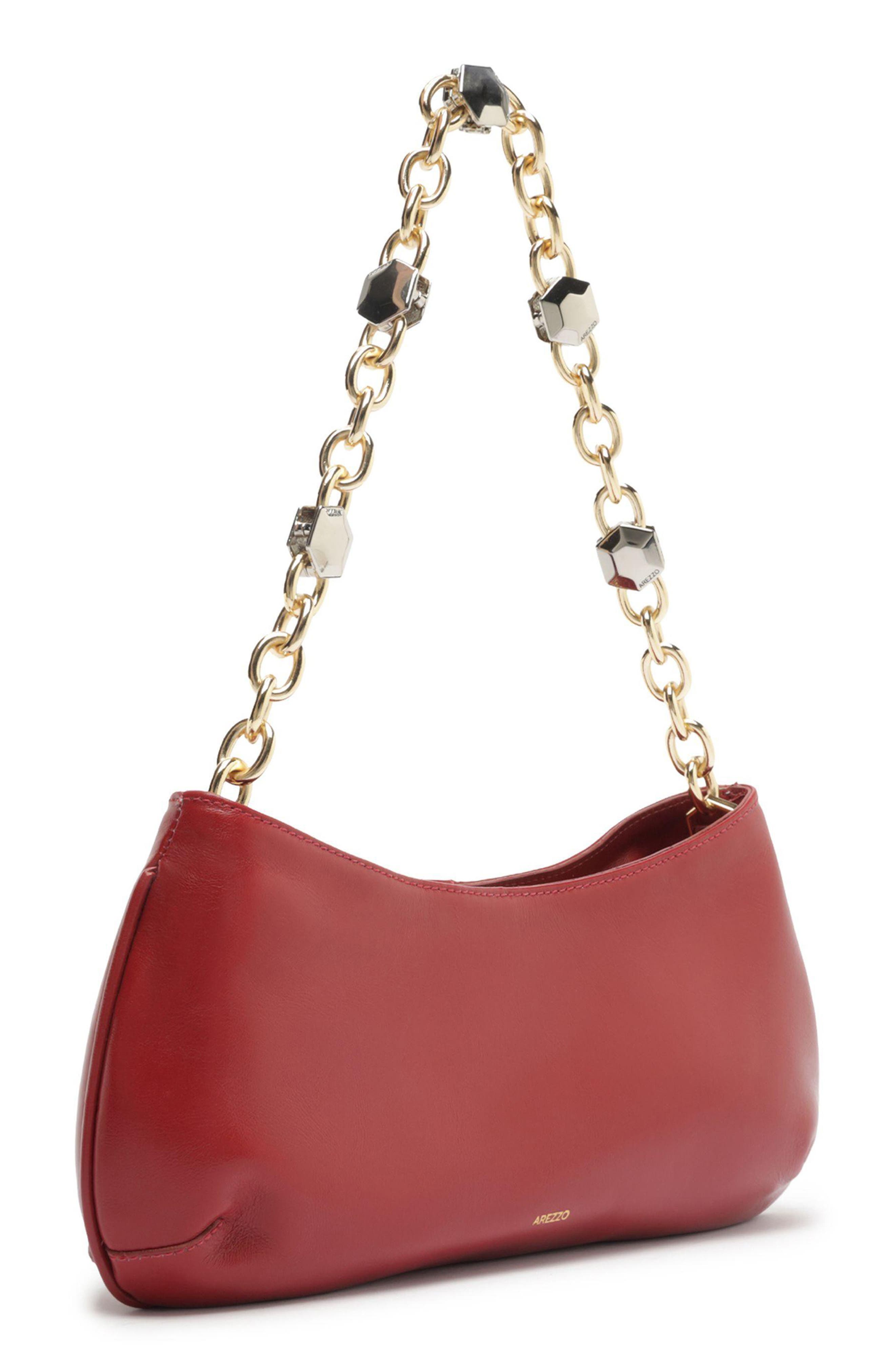 Small Luna Baguette Leather Shoulder Bag, Alternate, color, PASSION RED