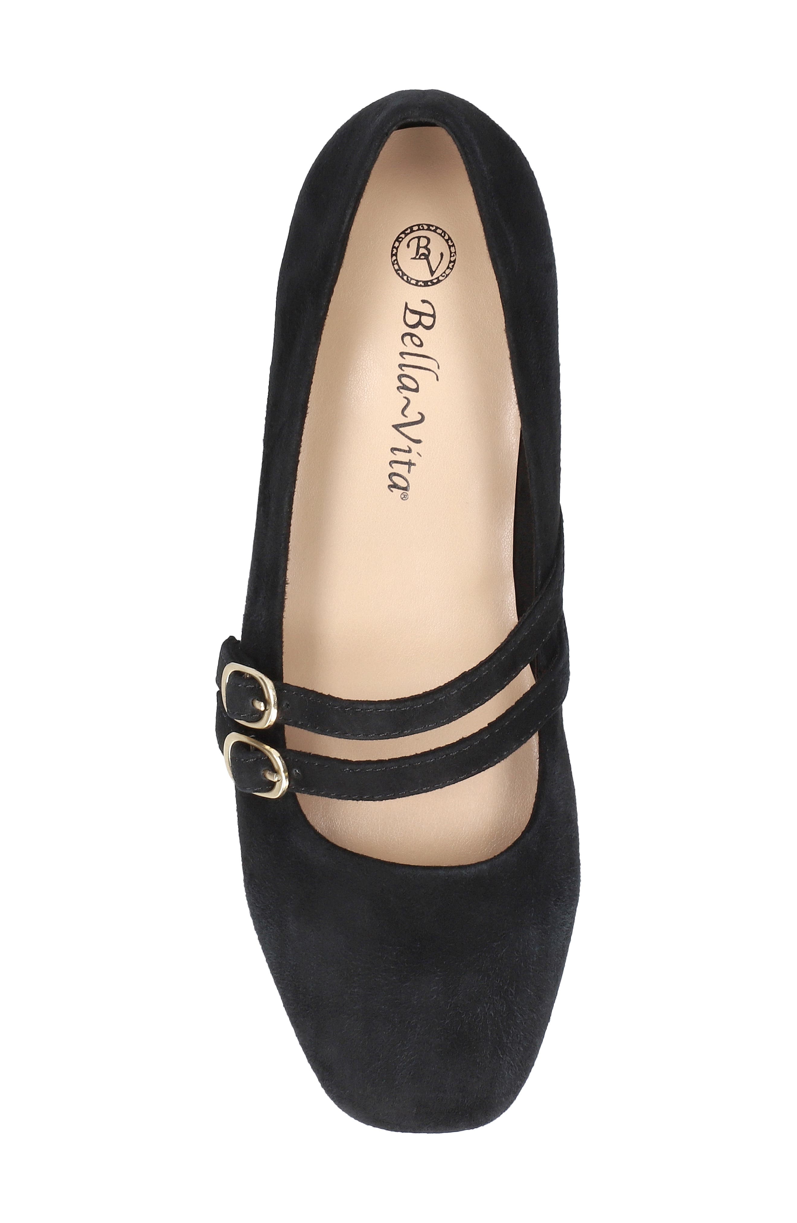 Bella Vita Davenport Double Strap Mary Jane, Alternate, color, Black Suede Leather