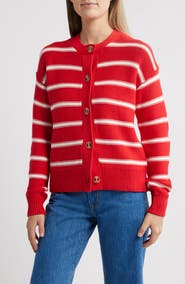 Caslon® Stripe Pima Cotton Cardigan