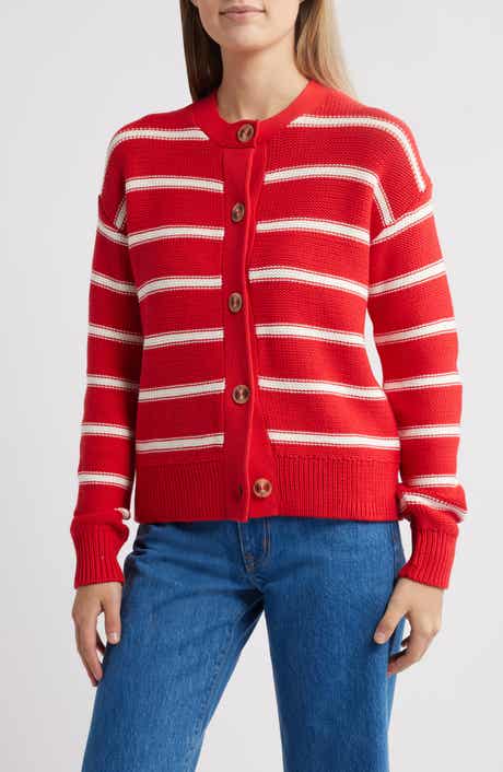 Caslon® Stripe Pima Cotton Cardigan