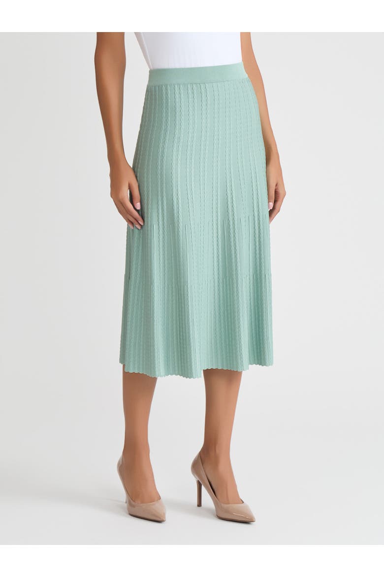 Lightweight A-Line Ribbed Knit Midi Skirt, Alternate, color, Mystic Green