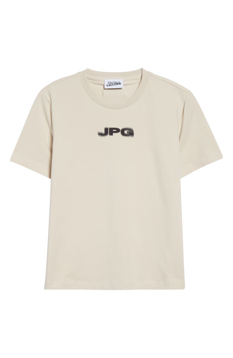 Jean Paul Gaultier Logo Stretch Cotton Baby Tee, Alternate, color, Light Beige/ Black