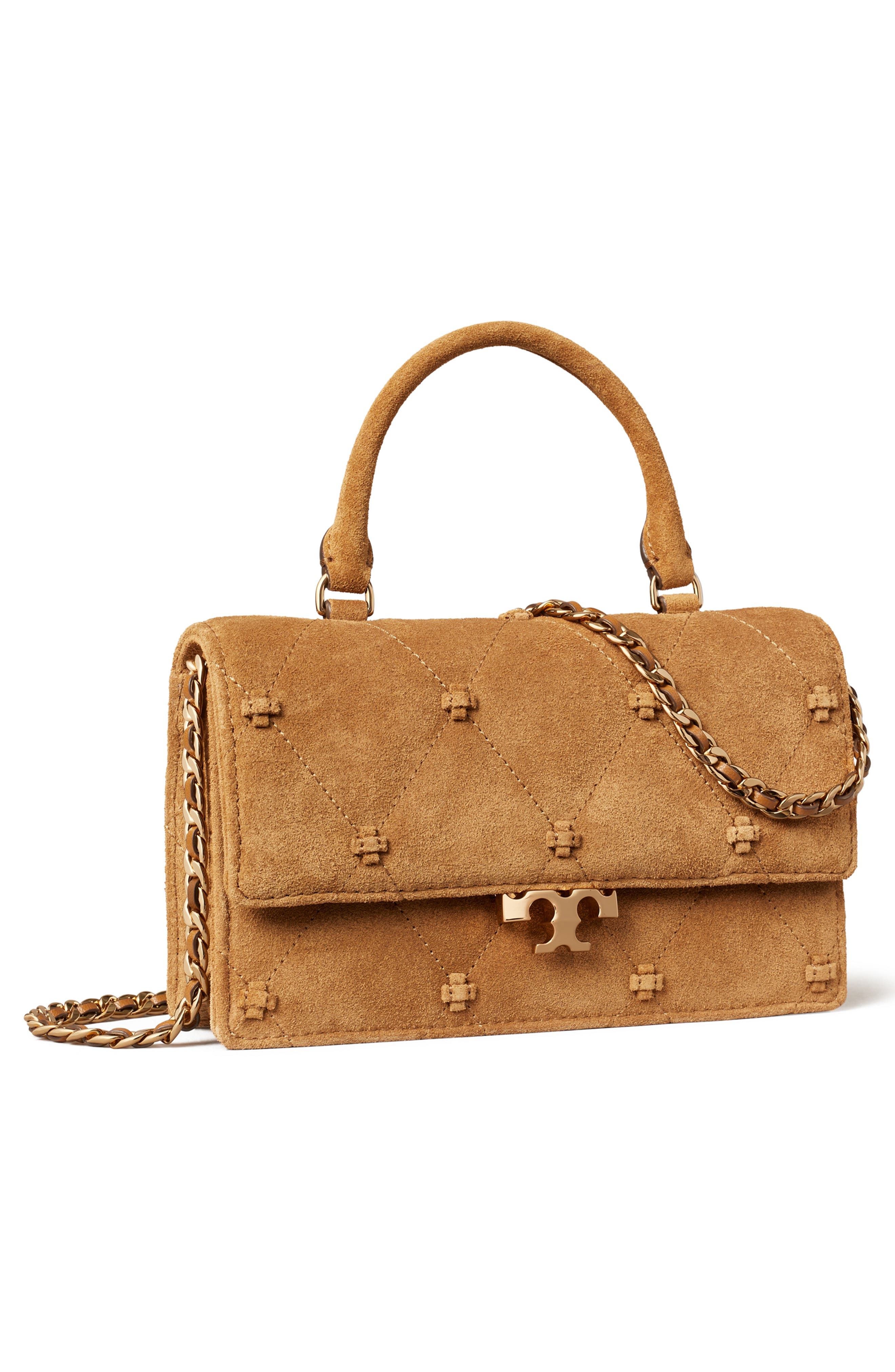 Mini Bunny Knot Suede Handbag, Alternate, color, TOFFEE