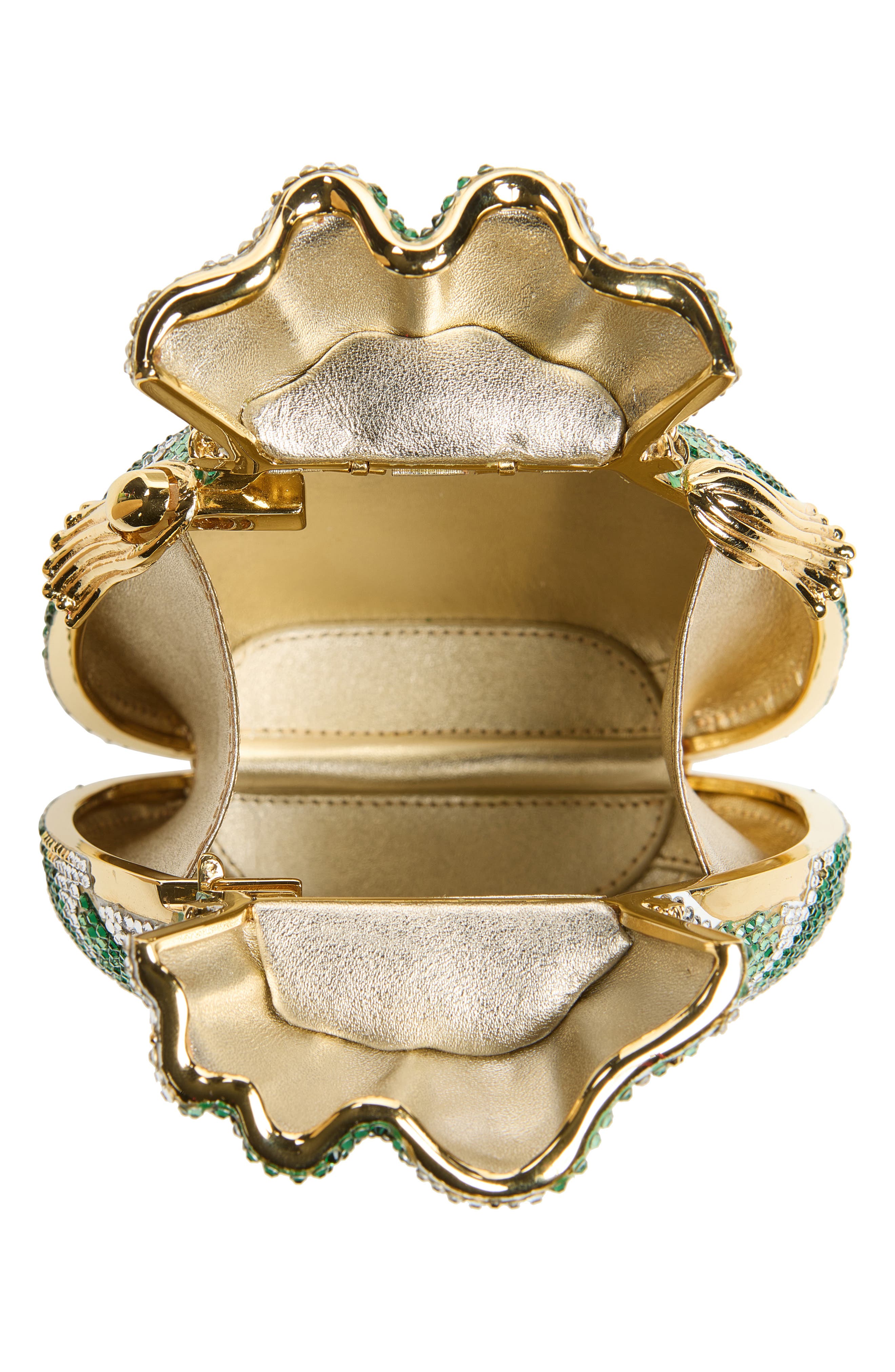 Ginkgo Crystal Embellished Pouch, Alternate, color, CHAMPAGNE LEAF GREEN MULTI