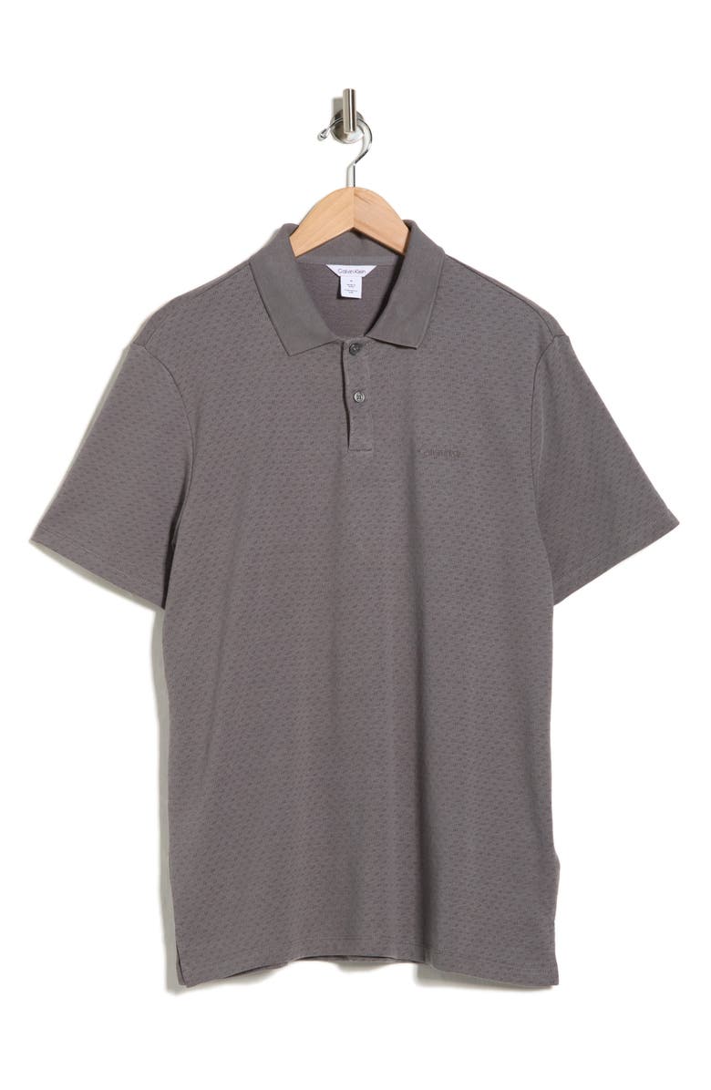Calvin Klein Textured Jacquard Knit Polo, Alternate, color, Castlerock