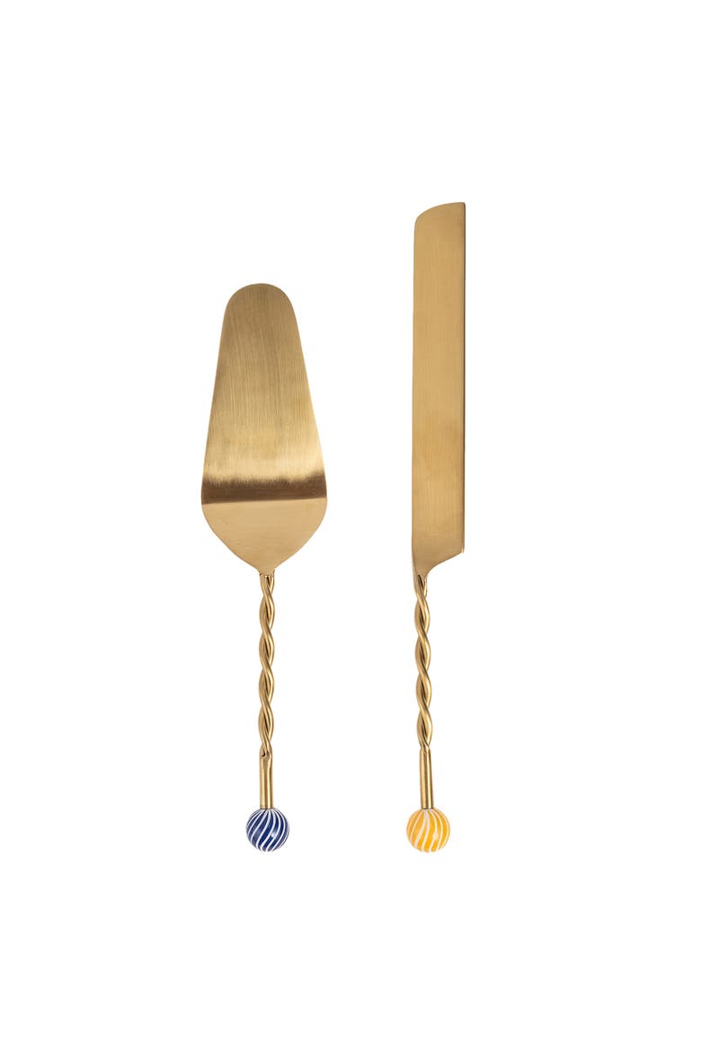 Rampur Steel Cake Serving Set Cheerland Set of 2, Main, color, Gold