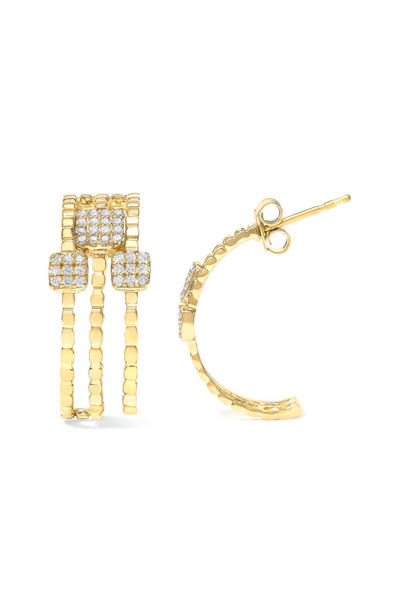 Haus of Brilliance 14K Yellow Gold Plated Silver 1/4 Cttw Diamond Link Dangle Stud Earrings, Alternate, color, Yellow