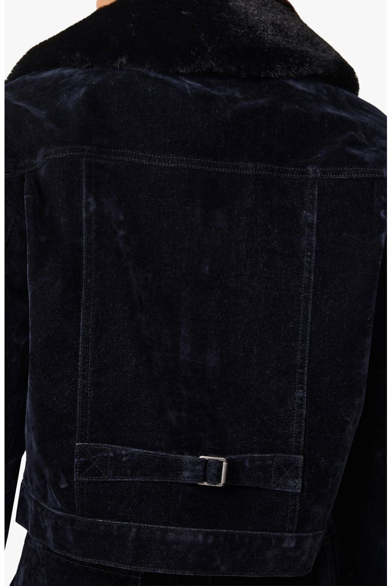 Faux Fur Collar Cropped Jacket, Alternate, color, NAVY