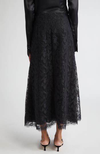 Floral Lace Flared Skirt