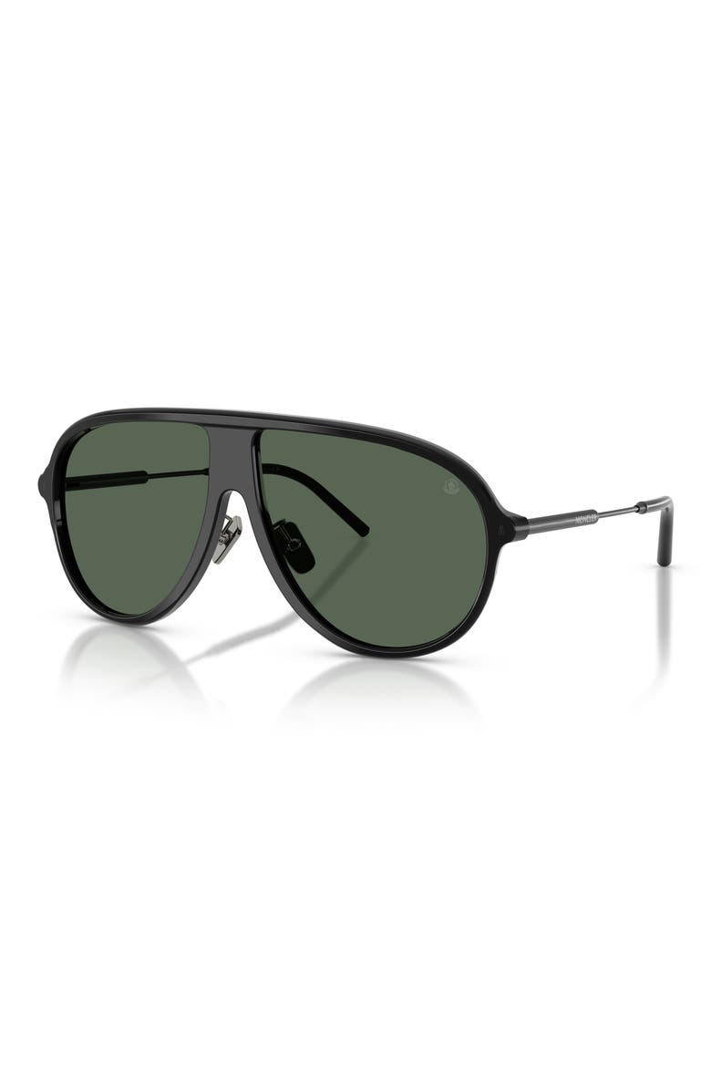 61mm Pilot Sunglasses, Alternate, color, SHINY BLACK / DARK GREEN