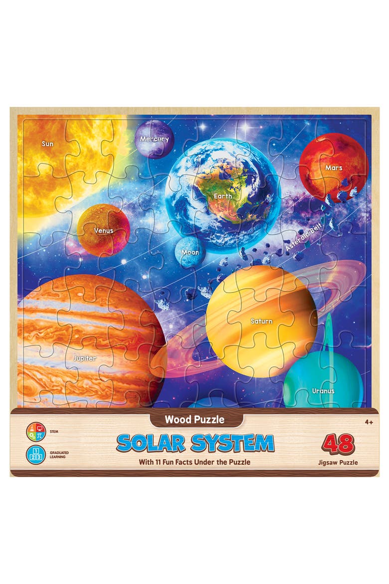 Solar System 48 Piece Wood Jigsaw Puzzle, Main, color, Multicolor
