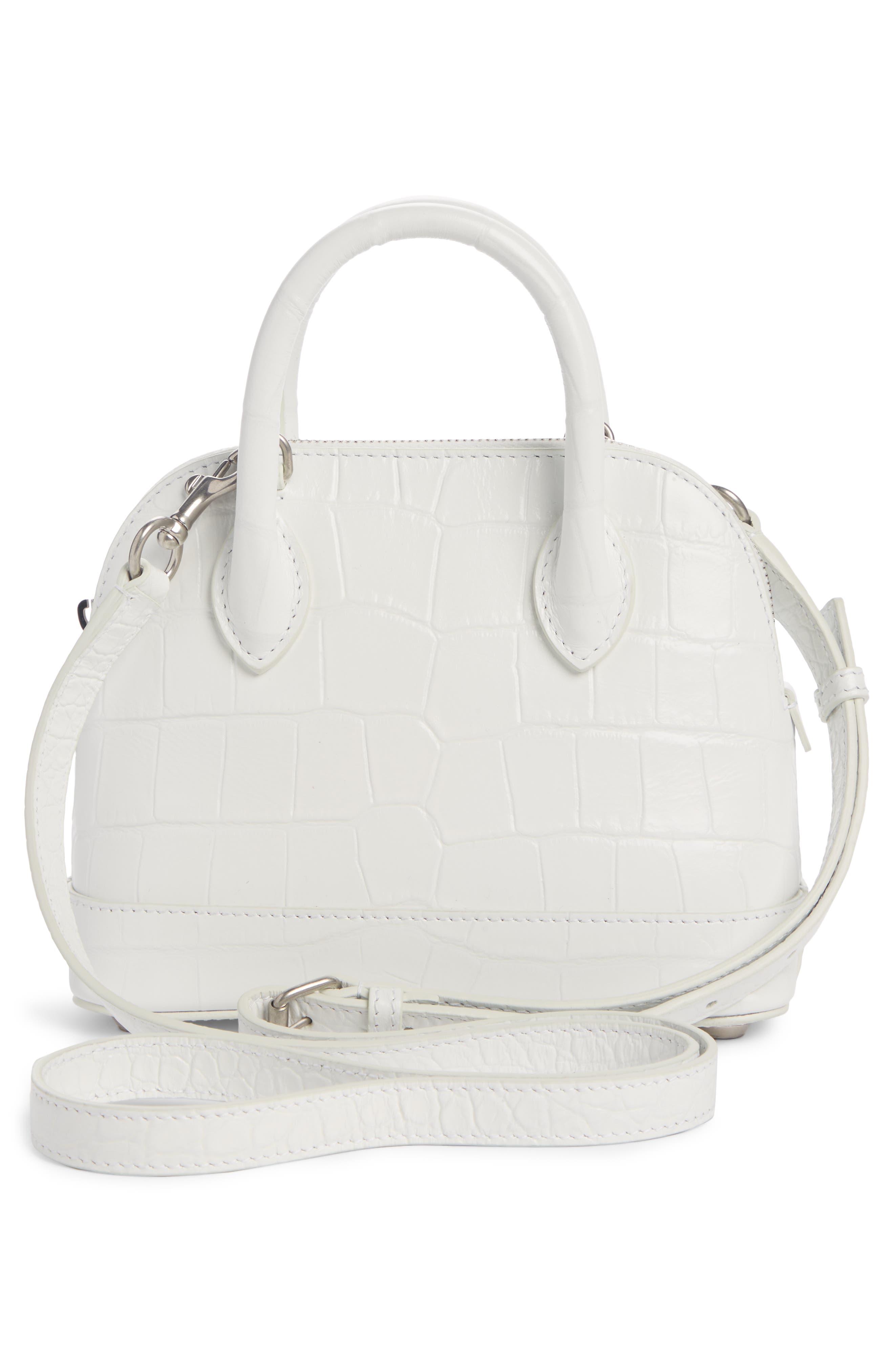 Balenciaga Extra Extra Small Ville Logo Croc-Embossed Leather Crossbody Satchel, Alternate, color, 