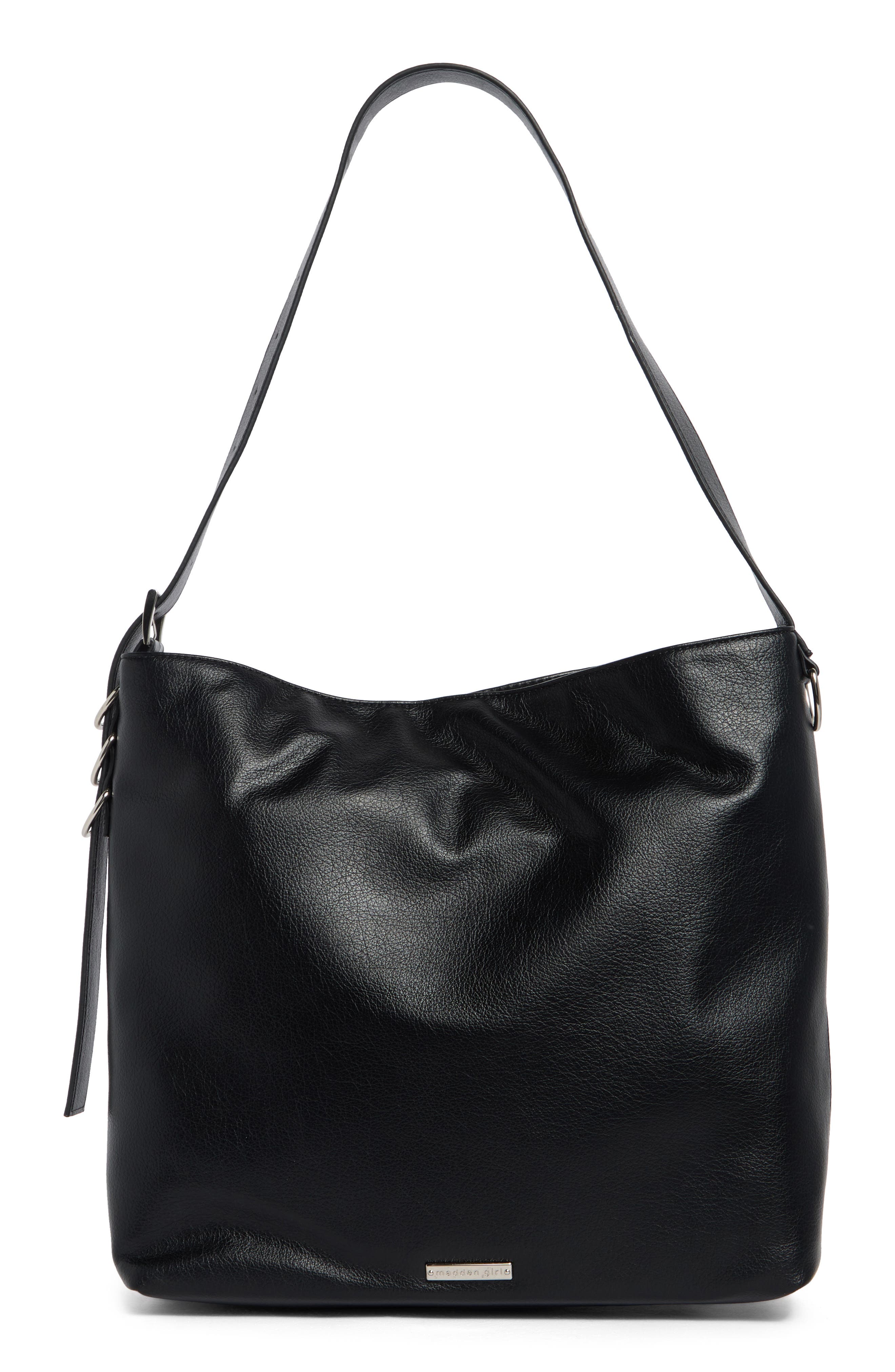 Madden Girl Faux Leather Shoulder Bag, Alternate, color, Black