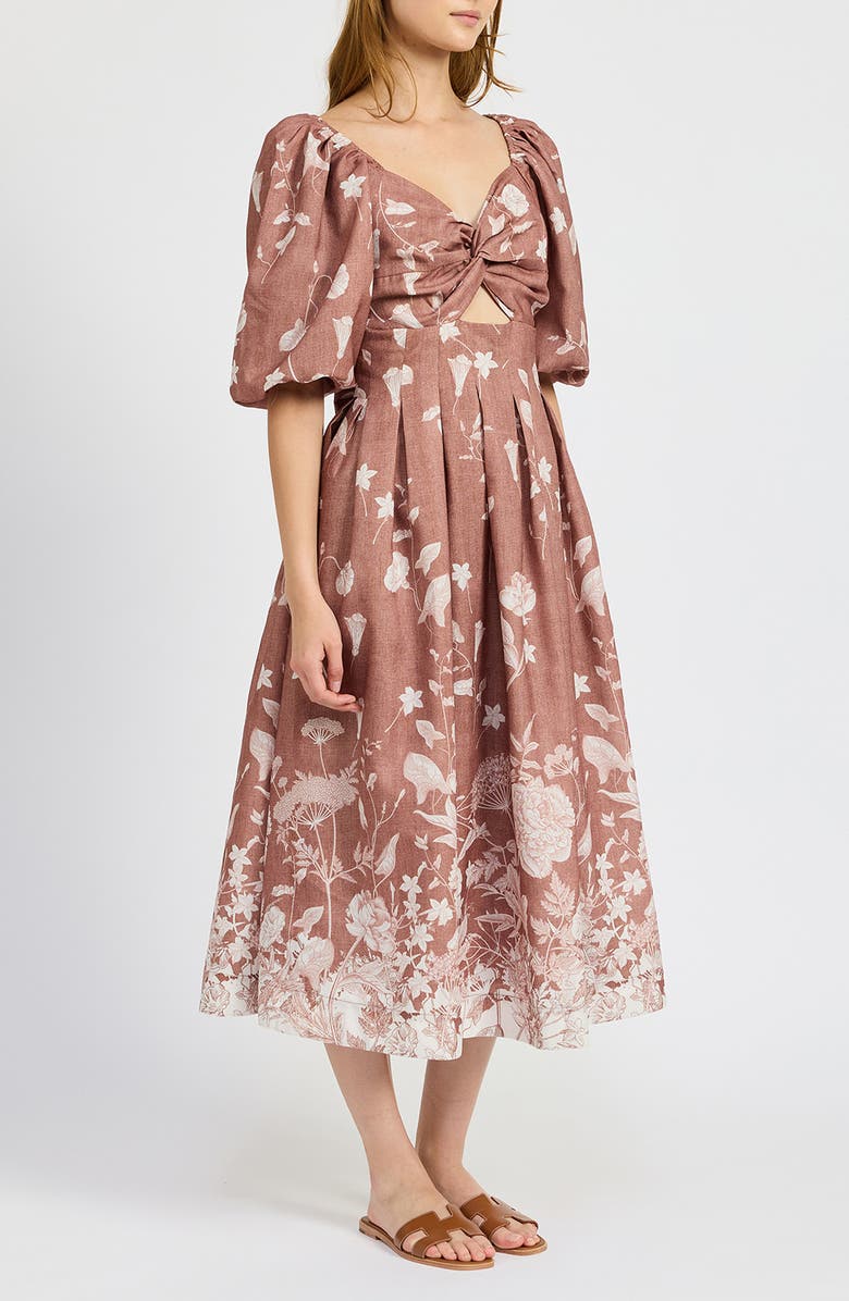 En Saison Monet Floral Cutout Detail Midi Dress, Alternate, color, 