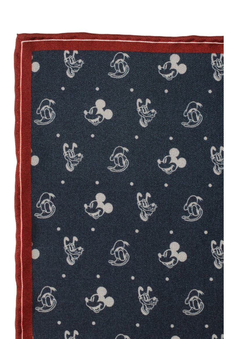 x Disney Mickey & Friends Silk Pocket Square, Alternate, color, NAVY