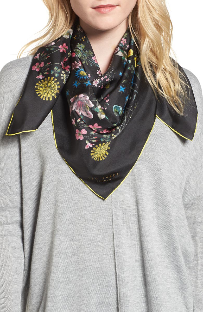 Ted Baker London Unity Floral Small Square Silk Scarf, Main, color,