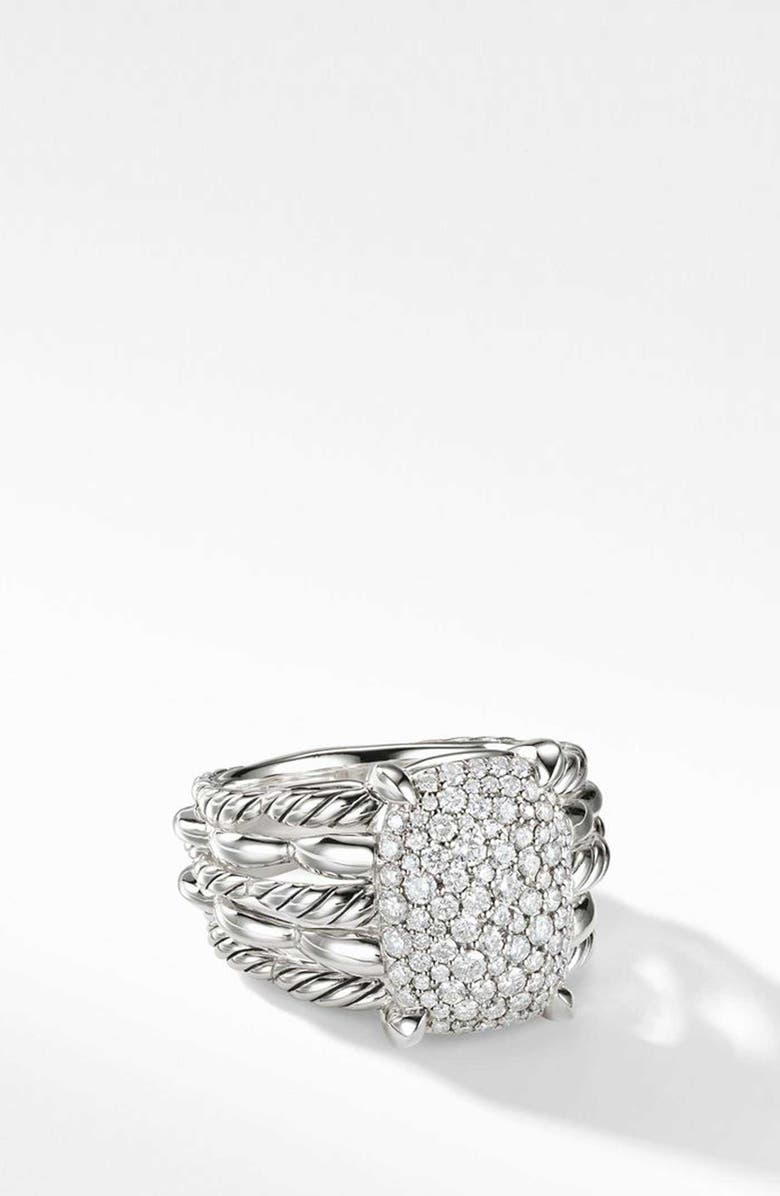 David Yurman Tides Statement Ring with Pavé Diamond Plate, Main, color, 