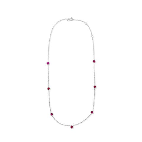 14K Gold 2.56cttw Round-Cut Ruby Necklace
