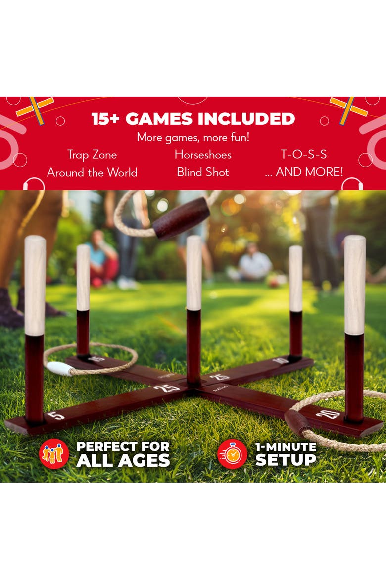 Giant Rustic Ring Toss Outdoor Game, Alternate, color, Brown