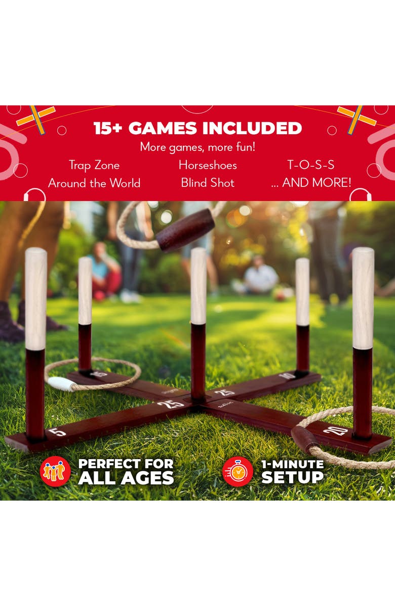 Swooc Games Giant Rustic Ring Toss Outdoor Game, Alternate, color, Brown
