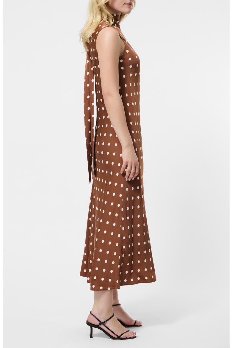 Ennis Sleeveless Satin Midi Dress, Alternate, color, CAFE BROWN/ PORCELAIN CREAM