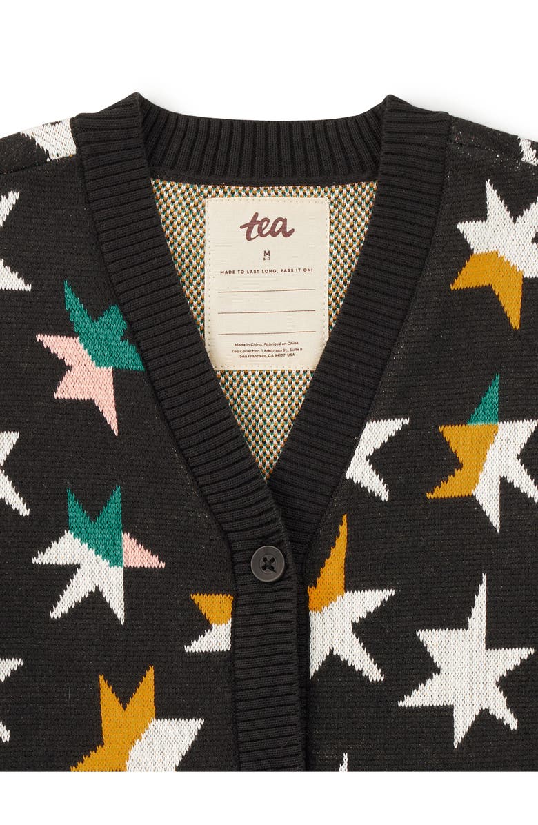 Tea Collection Long Iconic Stars Cardigan, Alternate, color, Colorblock Stars