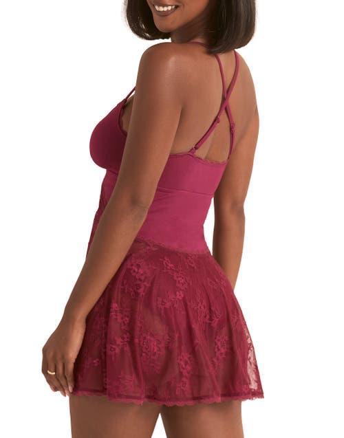 Adore Me Marien Babydoll & Bikini Set In Pink