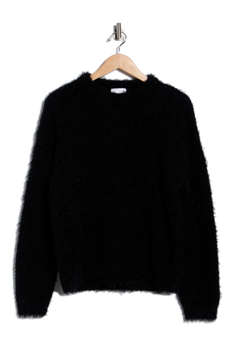 Oversize Eyelash Knit Sweater, Alternate, color, BLACK