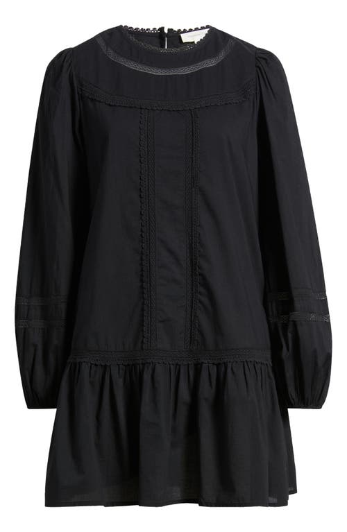 Shop Treasure & Bond Lace Detail Long Sleeve Shift Dress In Black