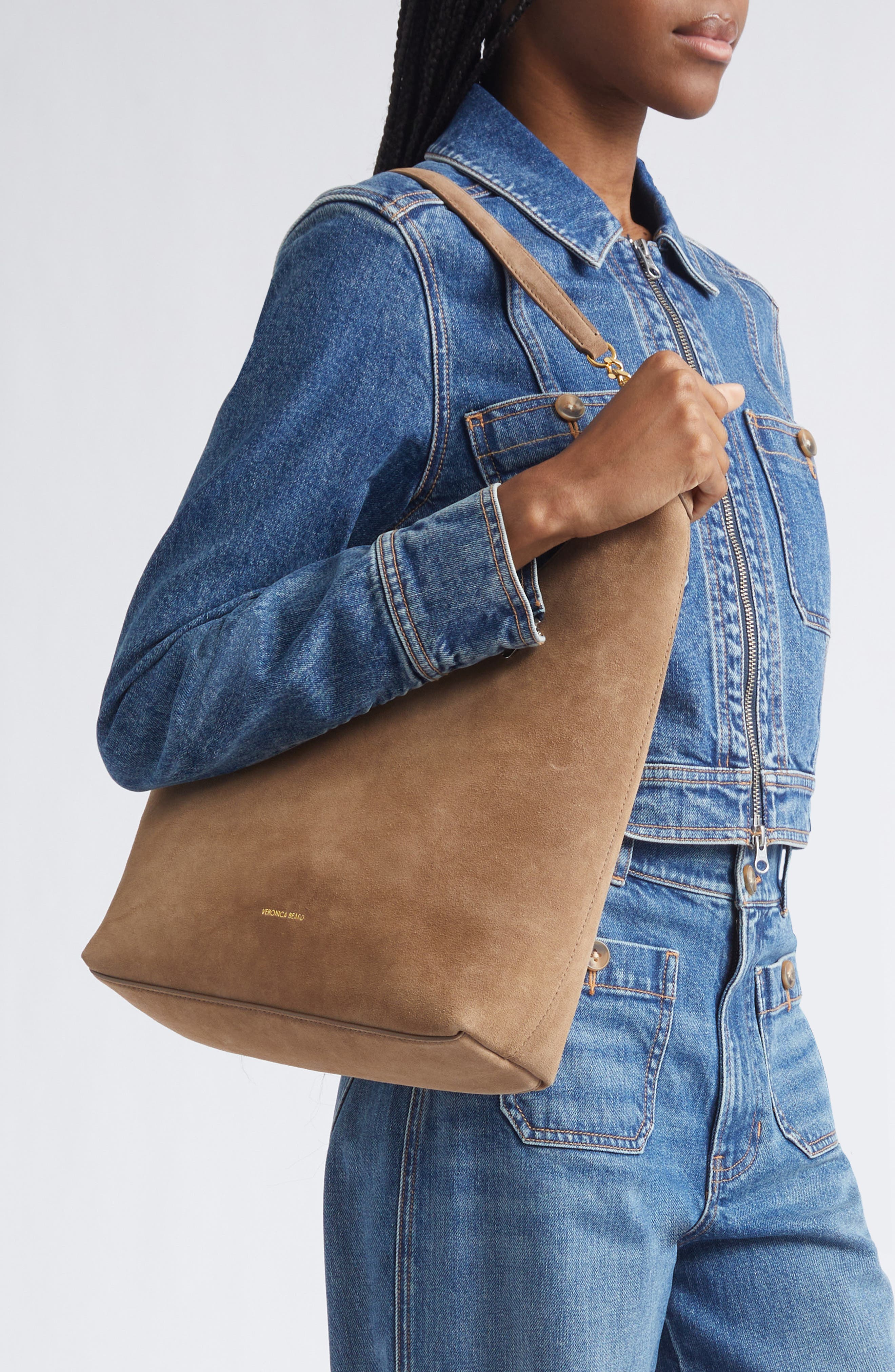 Small Jour Suede Shoulder Bag, Alternate, color, BARK