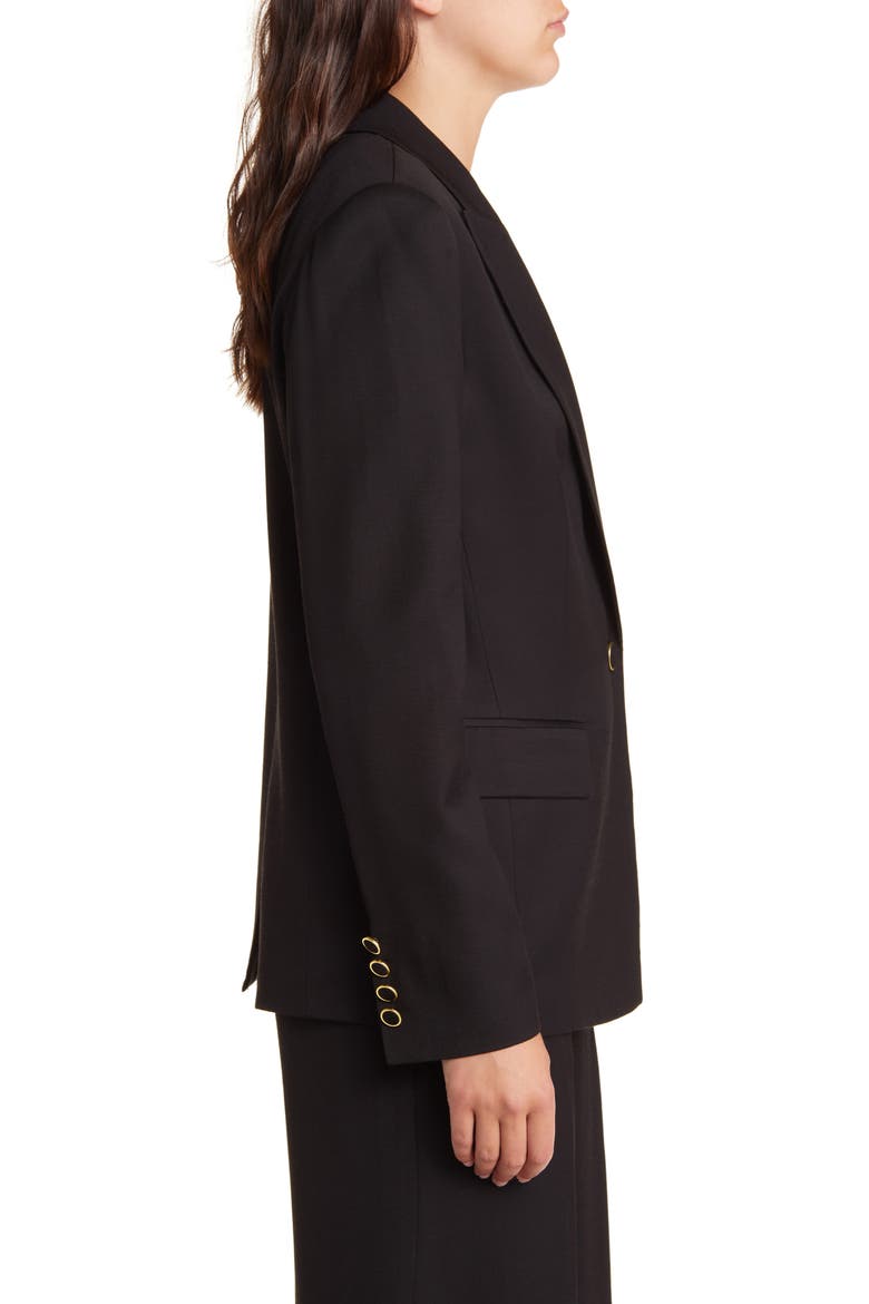 Alexa One-Button Twill Jacket, Alternate, color, BLACK