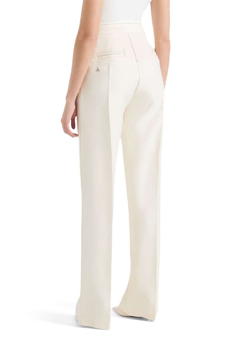 Blanche Leather Panel Tailored Trousers, Alternate, color, Cream