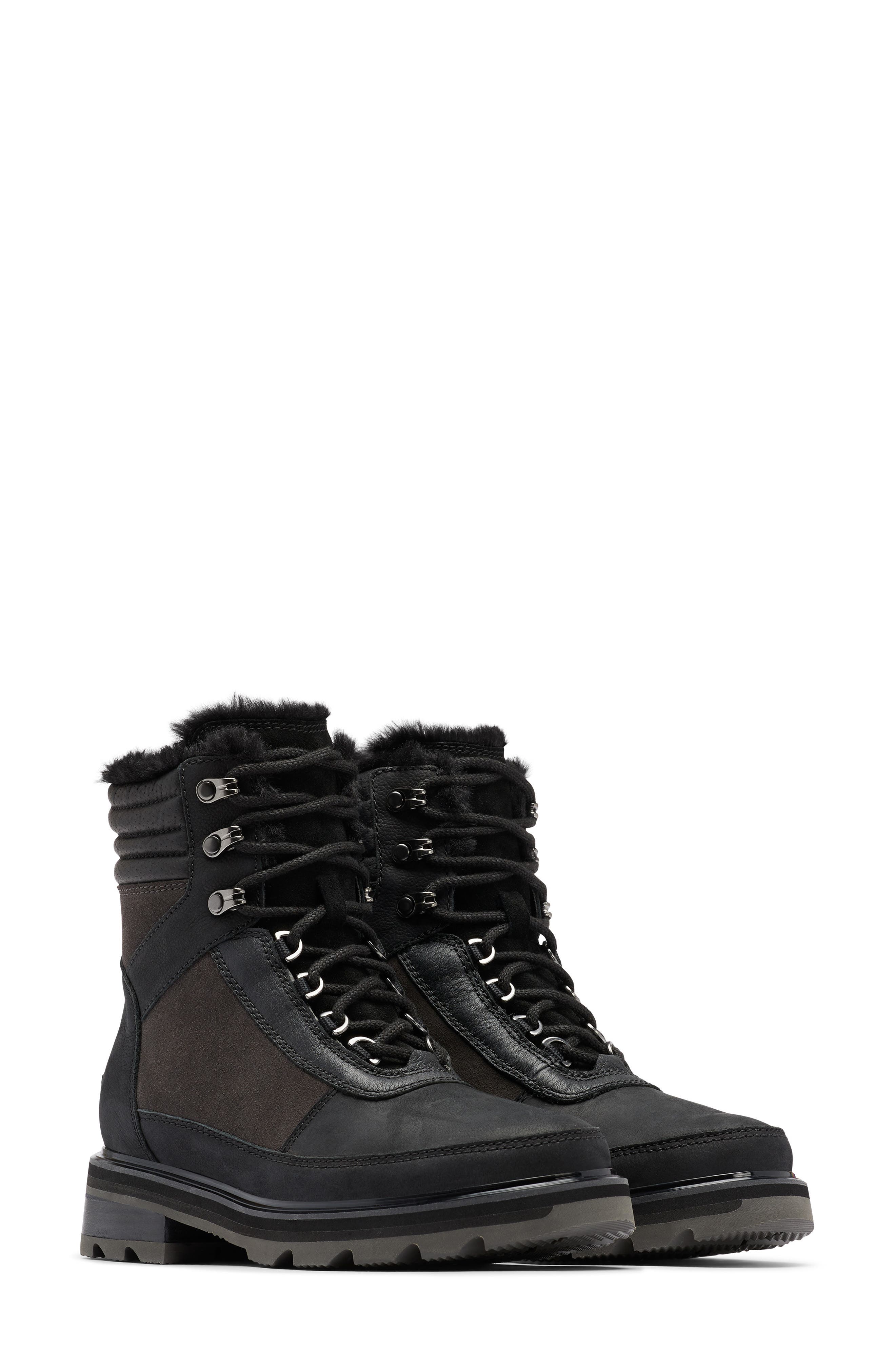 SOREL Lennox Faux Fur Trim Lace-Up Boot, Main, color, 