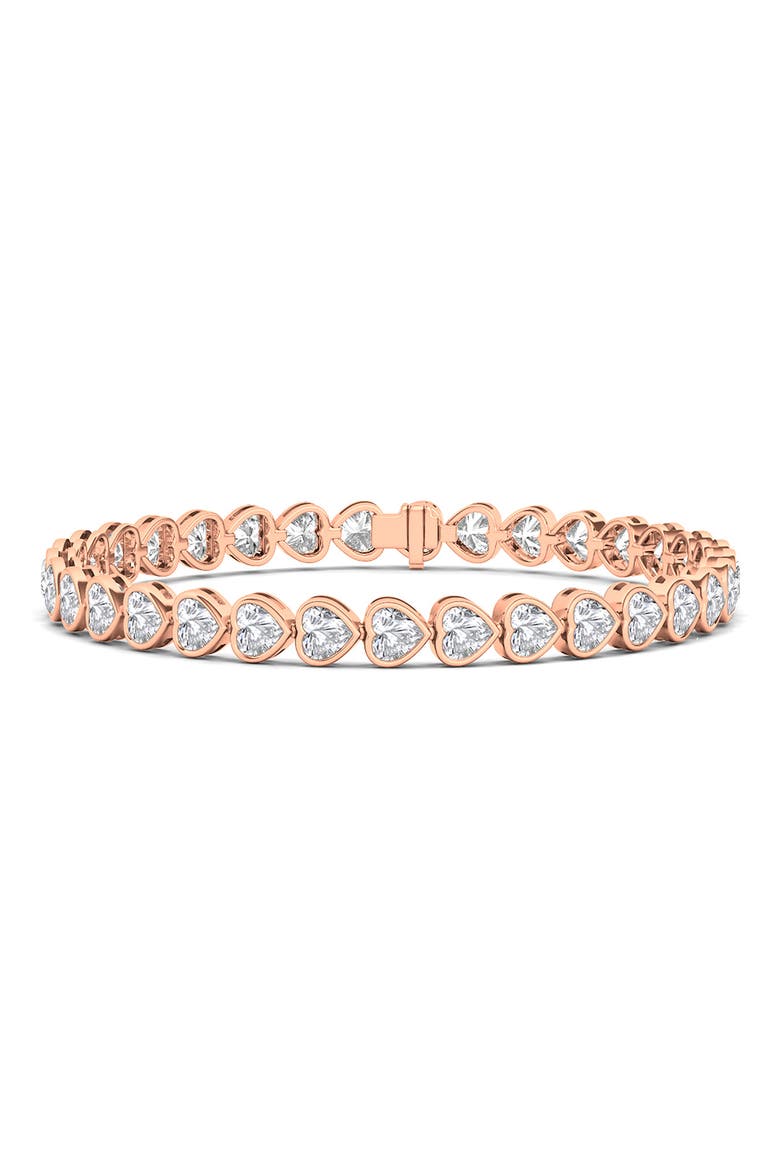 Bezel Heart Lab Created Diamond Bangle, Main, color, 18K ROSE GOLD