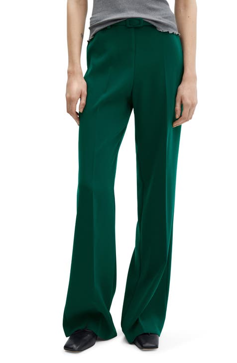 Flared Trousers Ladies Green Adult